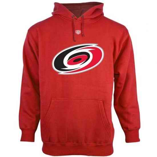 NHL Mens Carolina Hurricanes Old Time Hockey Big Logo with Crest Pullover Hoodie Red